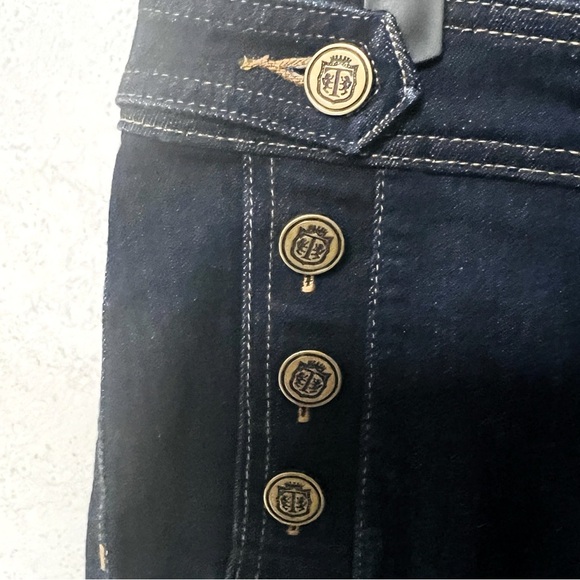 TALBOTS 10P WOMENS DARK WASH BUTTONS STRETCH COTTON BLEND DATE NIGHT 70'S JEANS - Picture 8 of 10